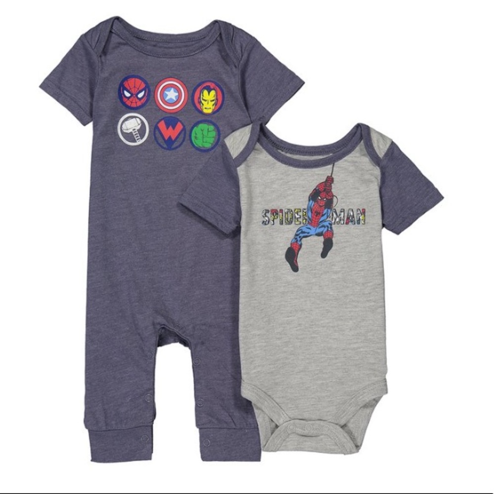 Marvel Spider-Man & Avengers Grey Bodysuit & Playsuit Infant Boys 3-6 months